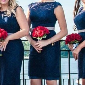 Watters navy lace dress